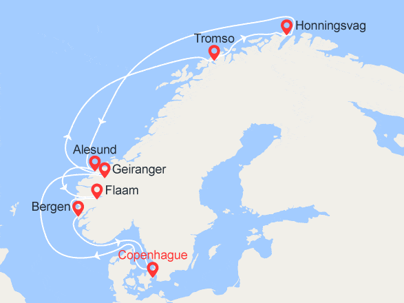 itinéraire croisière Fjords - Fjords : La quête du cercle polaire : Norvège, Danemark