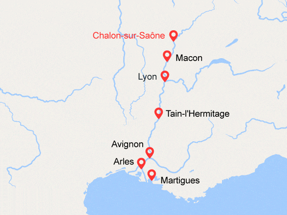 itinéraire croisière Rhône Saône : La Saône, la vallée du Rhône, La Camargue et les portes de la Provence (ANT_PP)
