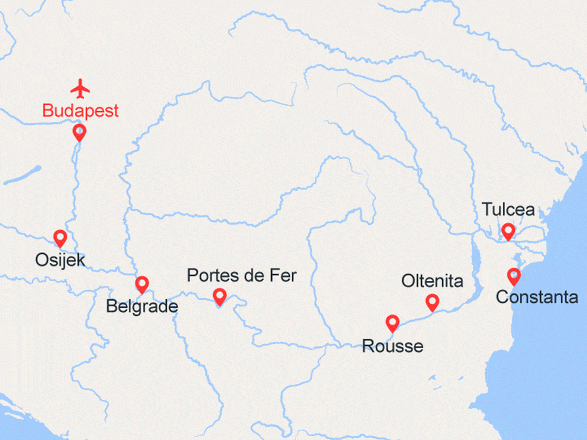 itinéraire croisière Danube : Le Danube, Budapest, la péninsule balkanique et le Delta (BUE)