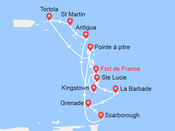 itinéraire croisière Caraïbes et Antilles : Le Grand Tour des Antilles