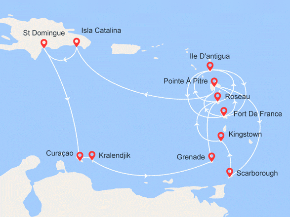 itinéraire croisière Caraïbes et Antilles : Le Grand Tour des Caraïbes : Antilles, République Dominicaine, Iles Vierges