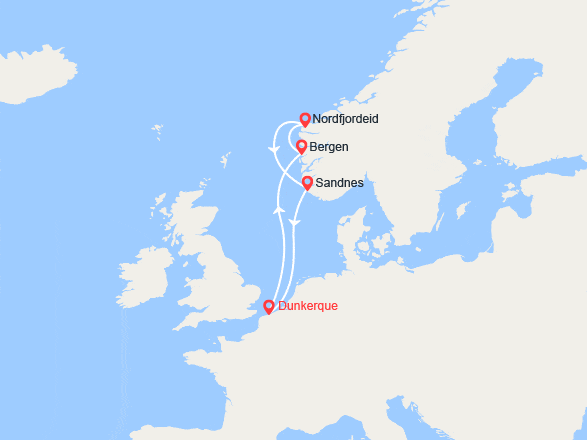 itin&eacute;raire croisi&egrave;re Fjords : Le Meilleur de la Norvège 