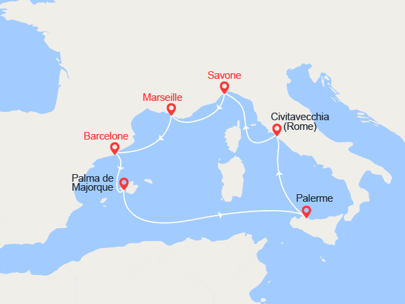 itinéraire croisière Méditerranée : Le Nouvel Éclat de la Méditerranée 