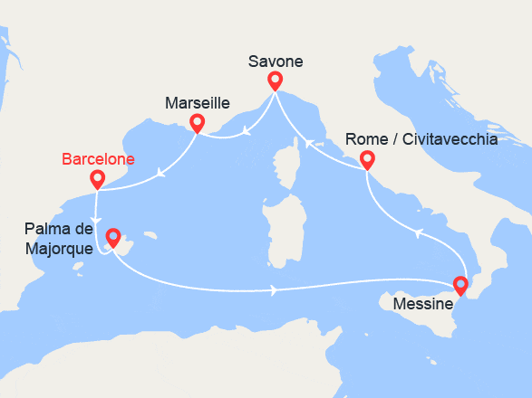 itinéraire croisière Méditerranée : Le Nouvel Éclat de la Méditerranée