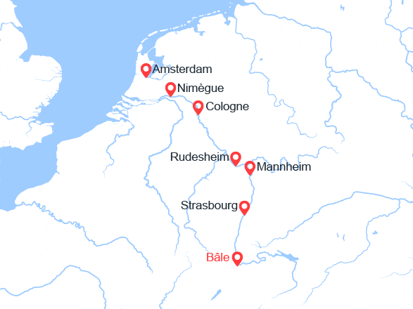 itinéraire croisière Rhin et ses affluents : Le Rhin et ses affluents: de Bâle à Cologne