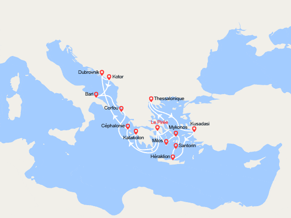 itinéraire croisière Méditerranée Orientale : Légendaire Mer Egée et Ionien