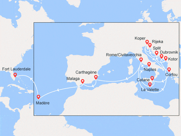 itinéraire croisière Croatie/Adriatique : Légendes Adriatiques & Transatlantique