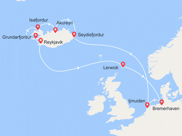 itinéraire croisière Fjords : Légendes d'Islande