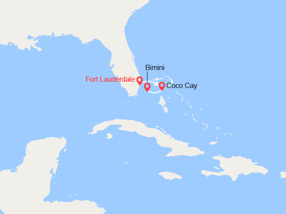 itin&eacute;raire croisi&egrave;re Caraïbes et Antilles : Les Bahamas :  Bimini, Cococay, Grand Bahama 