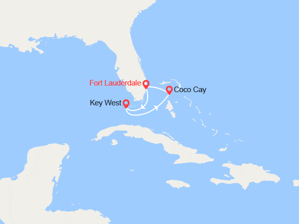 itin&eacute;raire croisi&egrave;re Caraïbes et Antilles : Les Bahamas :  Key West Cococay, Grand Bahama 