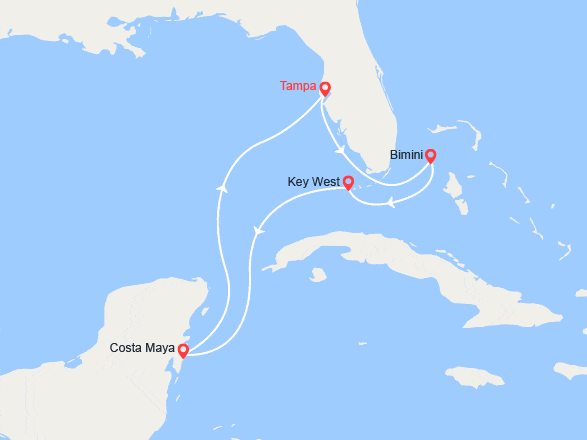 itin&eacute;raire croisi&egrave;re Caraïbes et Antilles : Les Bahamas : Bimini, Nassau, Iles Caïmans 