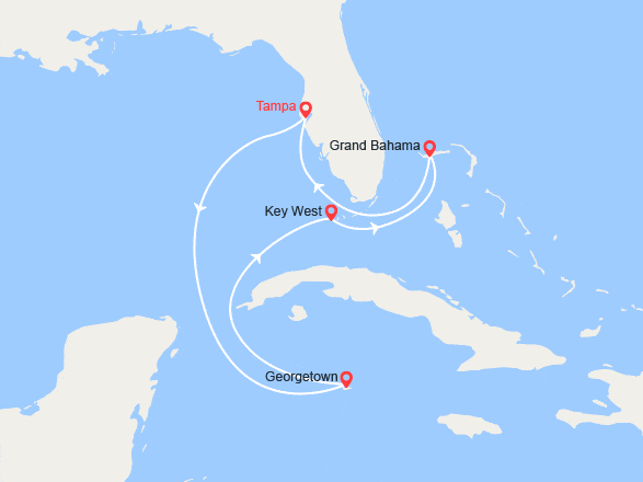 itin&eacute;raire croisi&egrave;re Caraïbes et Antilles : Les Bahamas : Grand Cayman, Key West 
