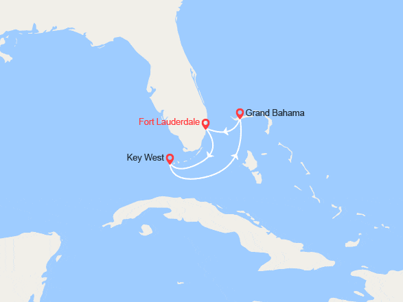 itin&eacute;raire croisi&egrave;re Caraïbes et Antilles : Les Bahamas : Key West, Grand Bahamas.. 