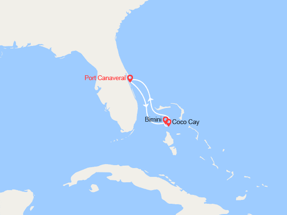 itin&eacute;raire croisi&egrave;re Caraïbes et Antilles : Les Bahamas, Bimini, Orlando 