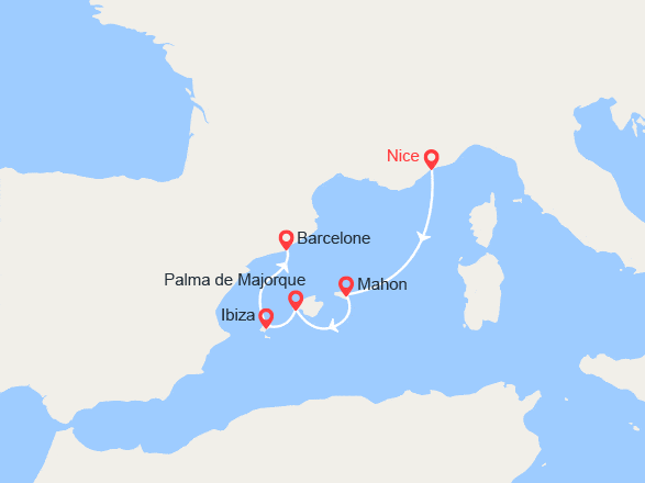 itinéraire croisière Iles Baléares : Les Baléares, Soleil méditerranéen et escales de rêve (NCB_PP)