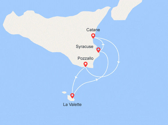 itinéraire croisière Méditerranée : Les Belles Méditerranéennes : Malte et la Sicile (CAL_PP)
