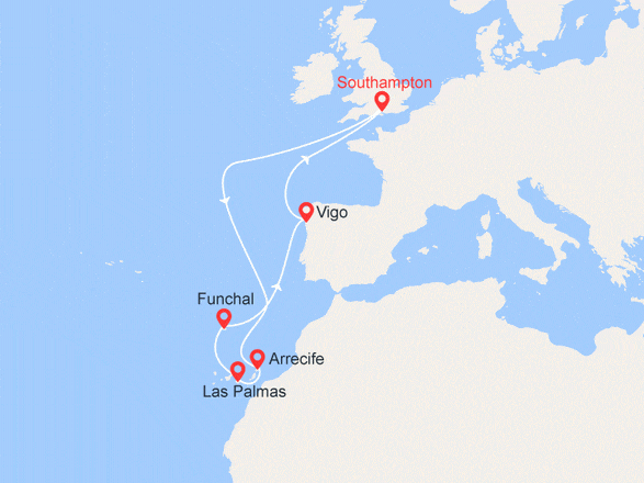 itinéraire croisière Méditerranée - Canaries Madère : Les Canaries & Madère : Lanzarote, Gran Canaria, Funchal, Vigo
