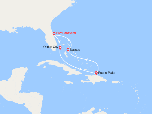 itinéraire croisière Caraïbes et Antilles : Les Caraïbes : Ocean Cay, Puerto Plata, Nassau