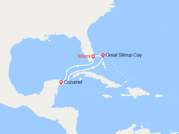itin&eacute;raire croisi&egrave;re Caraïbes et Antilles : Les Caraïbes: Miami, Bahamas, Cozumel 