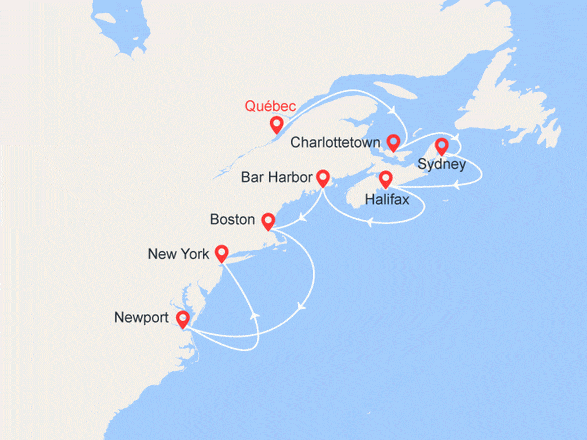 itinéraire croisière Amérique du Nord : Les couleurs de Canada & Nouvelle-Angleterre : de Québec à New York