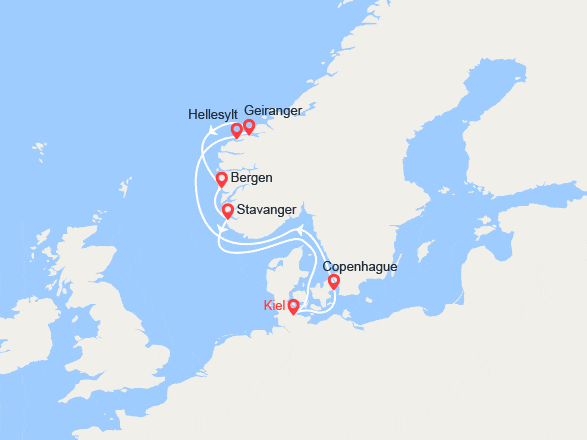 itinéraire croisière Fjords : Les Fjords Norvègiens