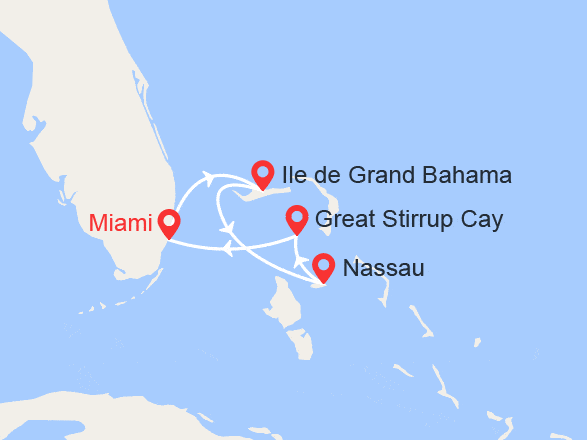 itinéraire croisière Caraïbes et Antilles : Les îles des Bahamas : Grand Bahamas, Nassau, Great Stirrup Cay