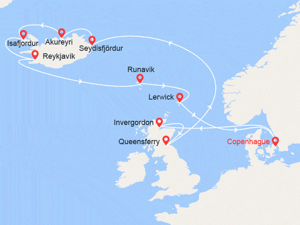 itinéraire croisière Europe du Nord : Les Îles du Nord : Ecosse, Islande, Îles Shettland
