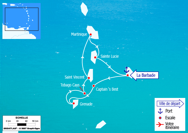 itinéraire croisière Caraïbes et Antilles : Les Iles Grenadines