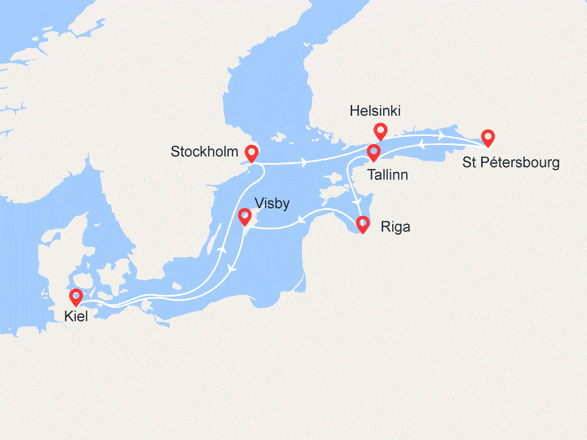 itinéraire croisière Baltique : Les Joyaux de la Baltique : Allemagne, Suède, Finlande, Russie, Estonie, Lettonie
