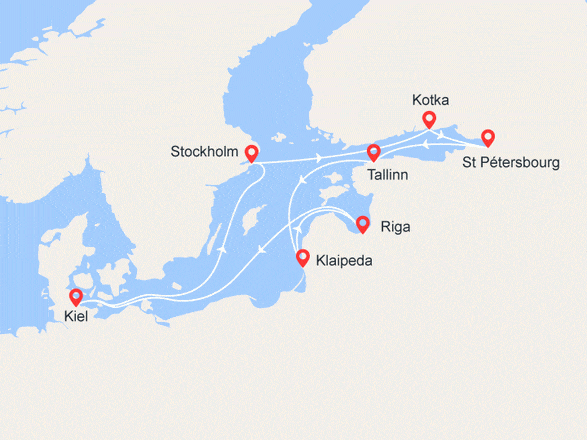 itinéraire croisière Baltique : Les Joyaux de la Baltique : Allemagne, Suède, Finlande, Russie, Estonie, Lituanie