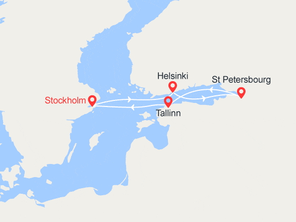itinéraire croisière Europe du Nord : Les Joyaux de la Baltique : Suède, Finlande, Russie, Estonie