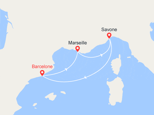 itinéraire croisière Méditerranée : Les Méridionales : Italie, Espagne...