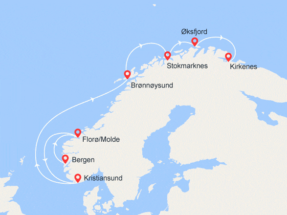 itinéraire croisière Fjords : Les plus beaux fjords de Bergen à Kirkenes