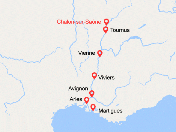 itinéraire croisière Rhône Saône : Les portes de la Provence - la Camargue, la vallée du Rhône et la Saône (CHA_PP)
