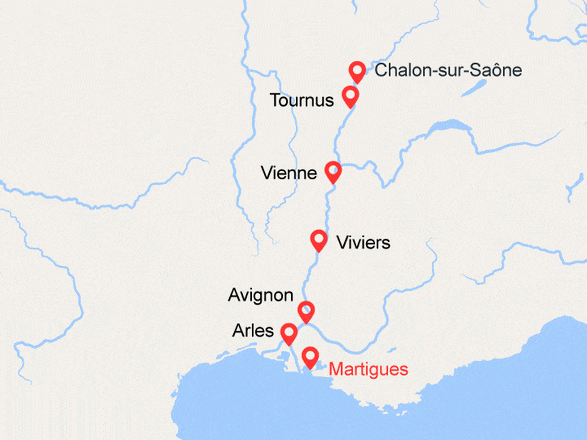 itinéraire croisière Rhône Saône : Les portes de la Provence - la Camargue, le Rhône et la Saône (CHA)