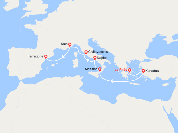 itin&eacute;raire croisi&egrave;re Méditerranée Occidentale : Les Rivieras Méditerranéennes 
