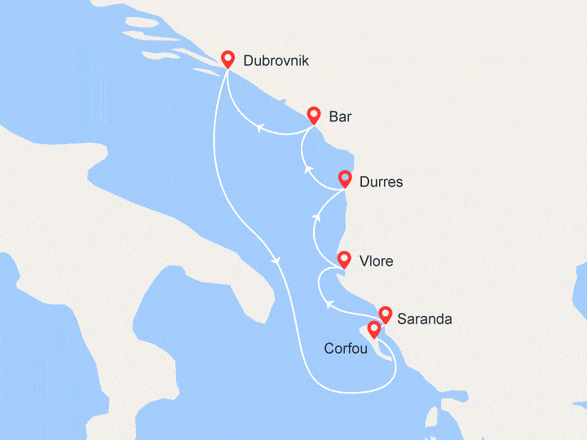 itinéraire croisière Croatie/Adriatique : Les trésors de l'Adriatique : Croatie, Grèce, Albane et Monténégro (DCA_PP)