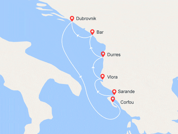 itinéraire croisière Croatie/Adriatique : Les Trésors de l'Adriatique : Croatie, Grèce, Albanie et Monténégro (DCA)