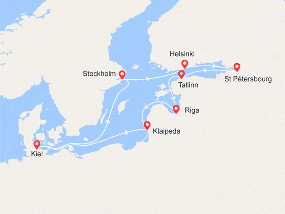 itinéraire croisière Baltique : Les Trésors de la Baltique : Allemagne, Suède, Finlande, Russie, Estonie, Lettonie, Lituanie