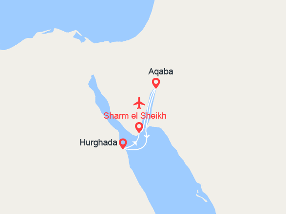itinéraire croisière Méditerranée : Les trésors de la mer Rouge entre Egypte et Jordanie, l'oeuvre de l'Homme et de la Nature (SAQ)
