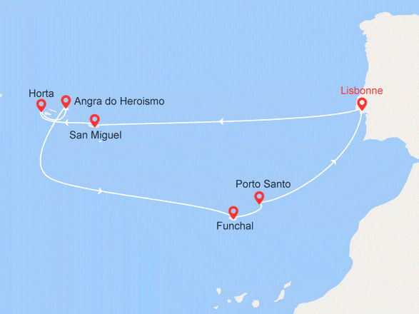 itinéraire croisière Méditerranée : Les trésors du Portugal : Lisbonne, Madère et l'archipel des Açores