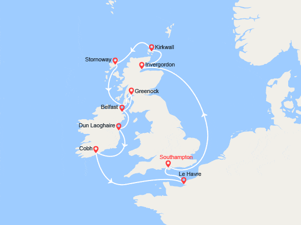 itinéraire croisière Iles Britanniques : Lieux mythiques et paysages enchanteurs des Iles Britanniques (C)