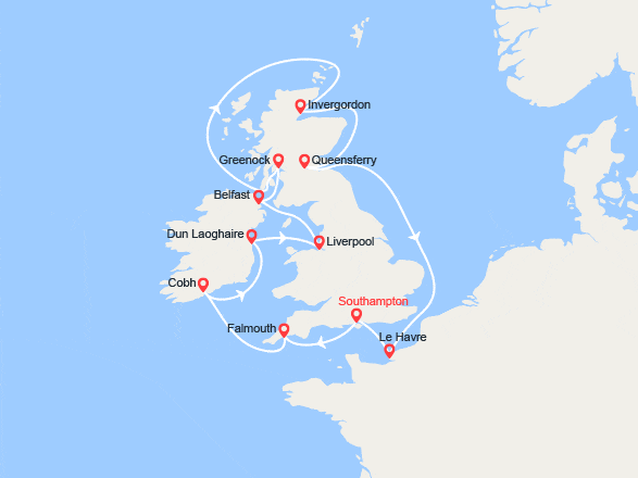 itinéraire croisière Iles Britanniques : Lieux mythiques et paysages enchanteurs des Iles Britanniques (E)