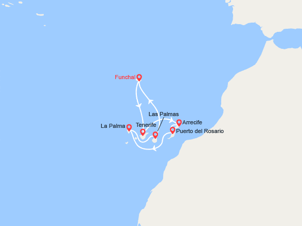 itinéraire croisière Méditerranée Occidentale : Madère, Canaries