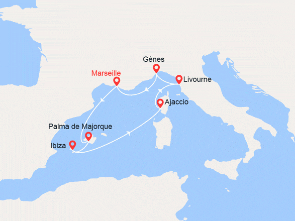 itinéraire croisière Méditerranée : Majorque, Ibiza, Naples et Florence