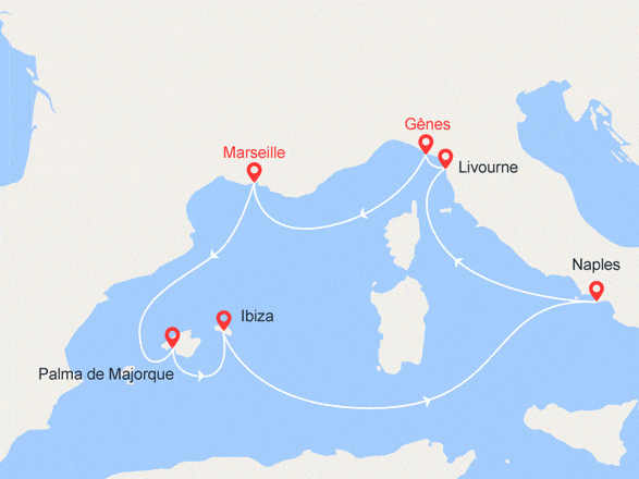 itinéraire croisière Iles Baléares : Majorque, Ibiza, Naples et Florence