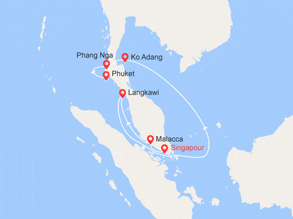itinéraire croisière Asie : Malaisie et Thaïlande : de Singapour à Phuket