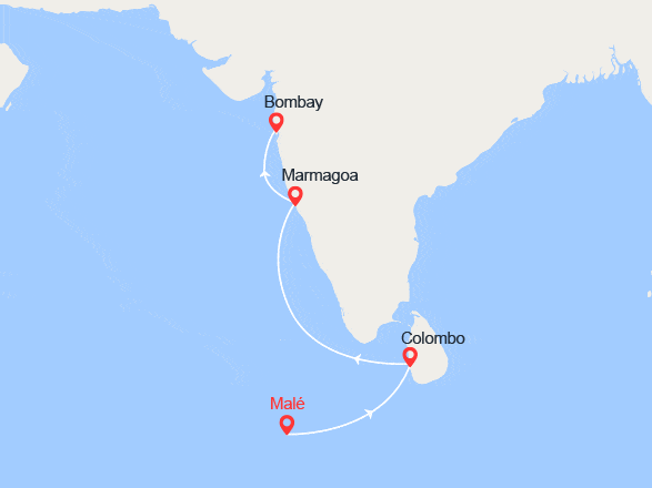 itinéraire croisière Océan Indien : Maldives, Sri Lanka, Inde