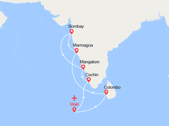 itinéraire croisière Océan Indien : Maldives, Sri Lanka, Inde