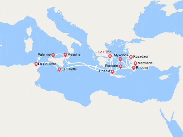 itinéraire croisière Méditerranée Orientale : Malte, Sicile, Turquie, Iles grecques